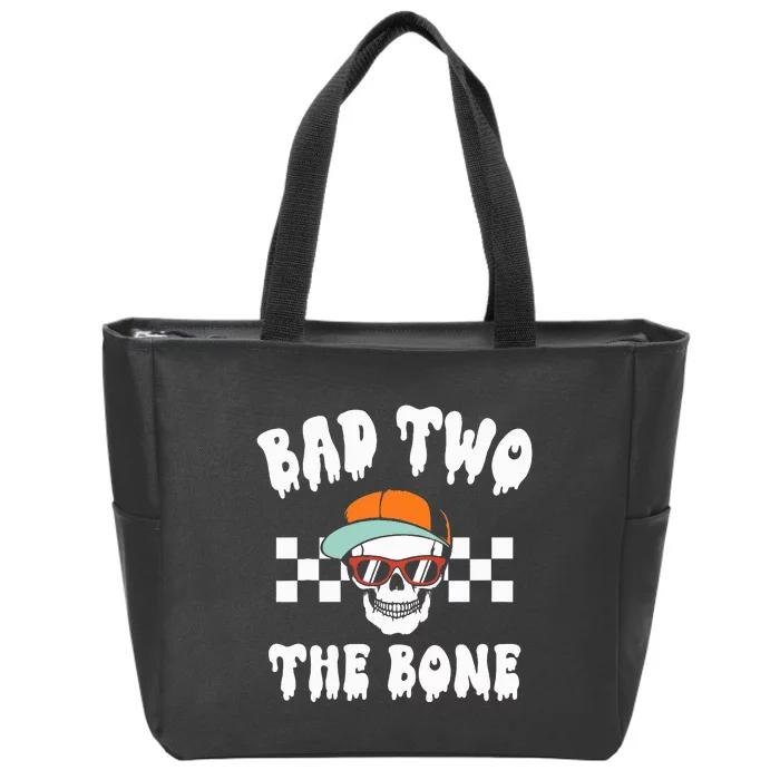 Bad To The Bone Skeleton Halloween Two Birthday Zip Tote Bag