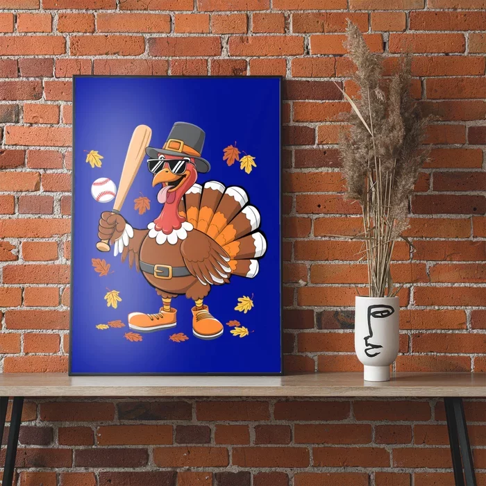 Baseball Turkey Thanksgiving Funny Gift Mom Gift Poster