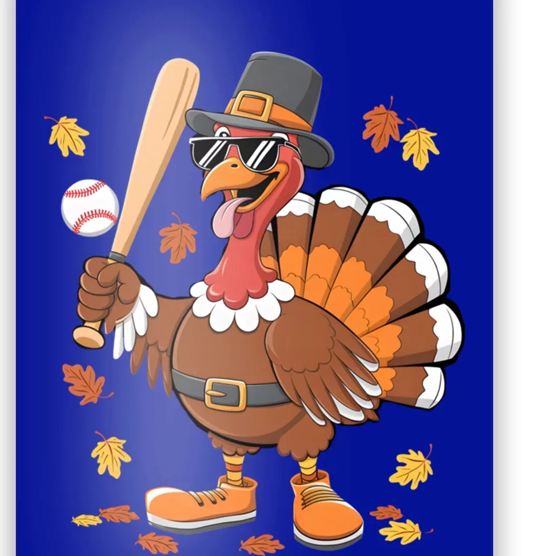 Baseball Turkey Thanksgiving Funny Gift Mom Gift Poster