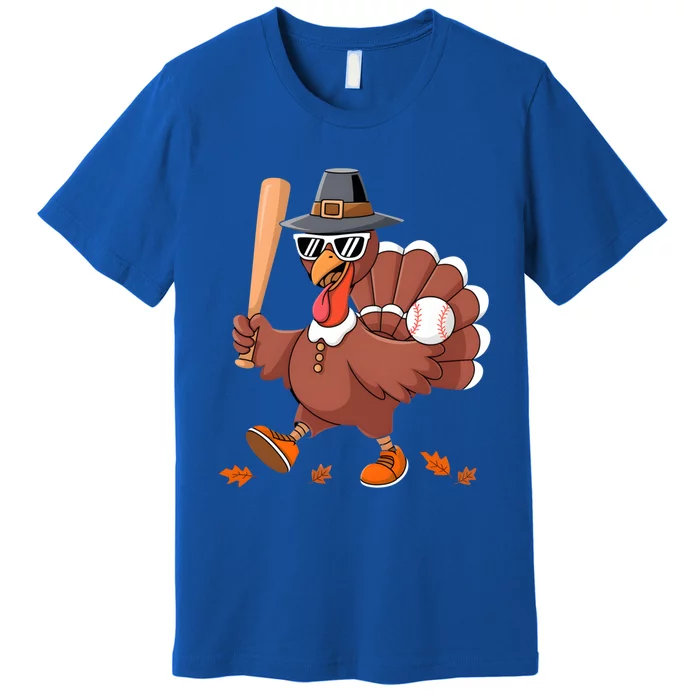 Baseball Turkey Thanksgiving Gift Mom Gift Premium T-Shirt