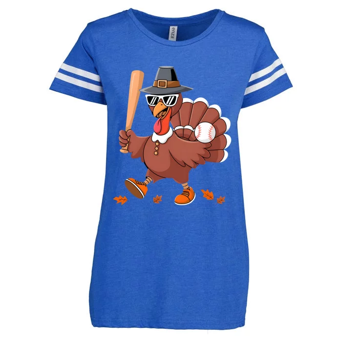 Baseball Turkey Thanksgiving Gift Mom Gift Enza Ladies Jersey Football T-Shirt