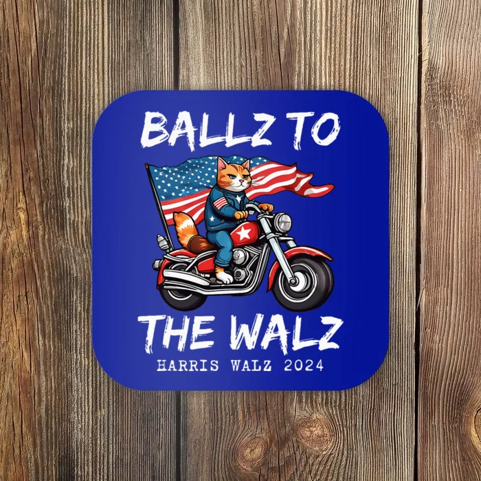 Ballz To The Walz Cat Motorcycle Liberal Vote Kamala Harris Coaster