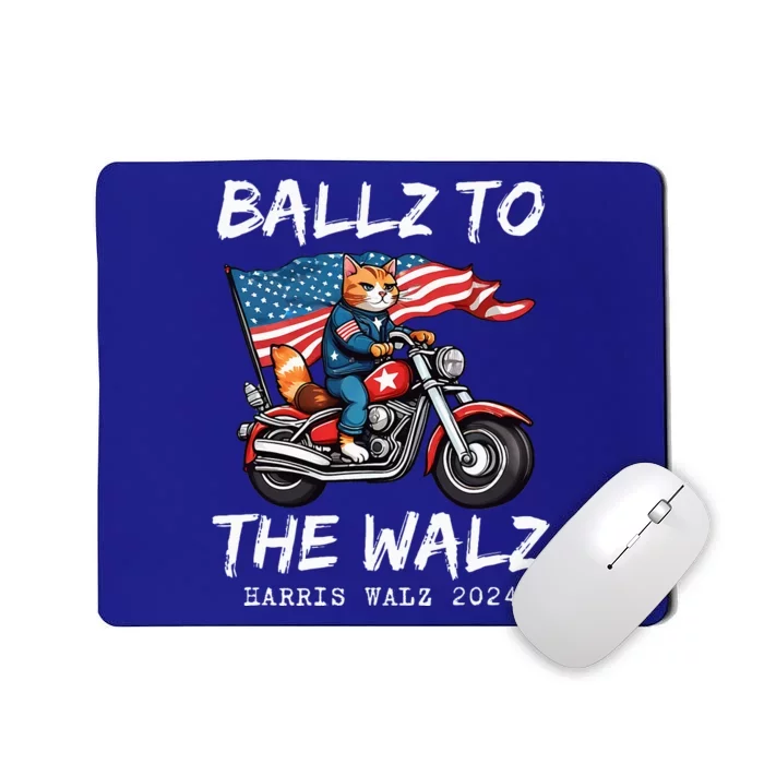 Ballz To The Walz Cat Motorcycle Liberal Vote Kamala Harris Mousepad