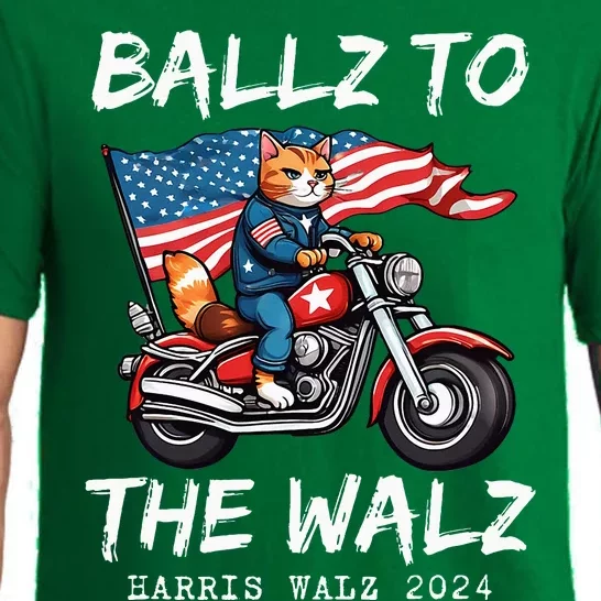 Ballz To The Walz Cat Motorcycle Liberal Vote Kamala Harris Pajama Set