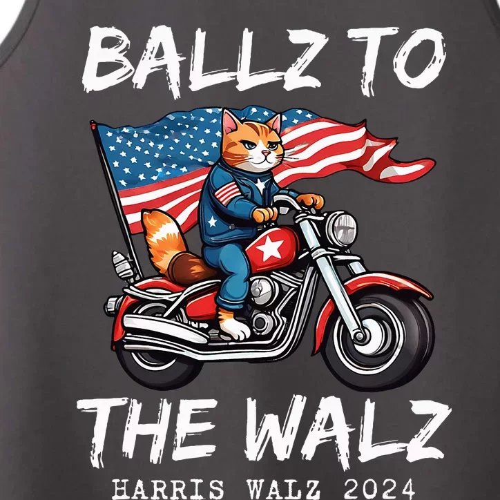 Ballz To The Walz Cat Motorcycle Liberal Vote Kamala Harris Performance Tank