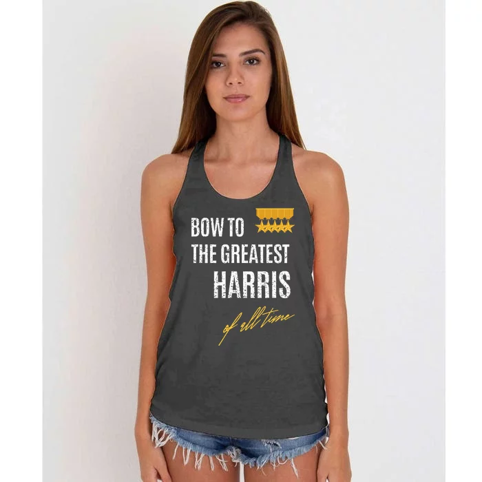 Bow To The Greatest Harris Of All Time First Given Name Women's Knotted Racerback Tank