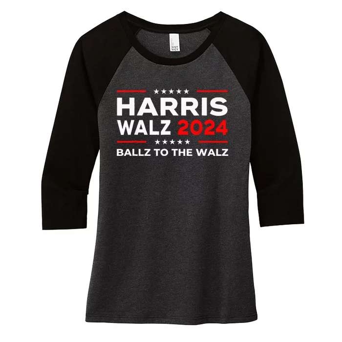 Ballz To The Walz Harris Walz 2024 Women's Tri-Blend 3/4-Sleeve Raglan Shirt