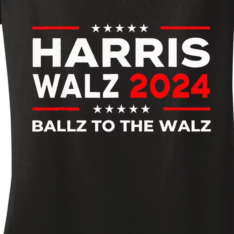 Ballz To The Walz Harris Walz 2024 Women's V-Neck T-Shirt