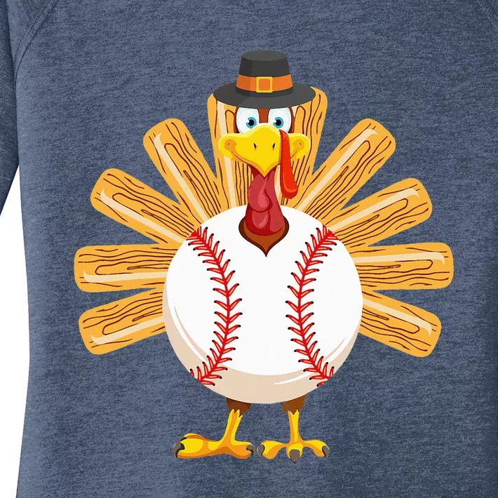 Baseball Turkey Thanksgiving Mom Women's Perfect Tri Tunic Long Sleeve Shirt