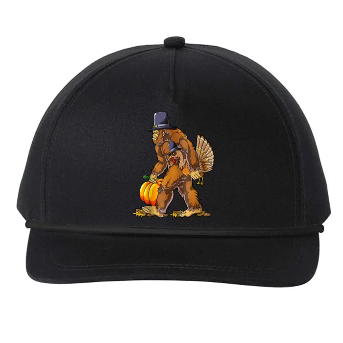 Bigfoot Turkey Thanksgiving Funny Holiday Snapback Five-Panel Rope Hat