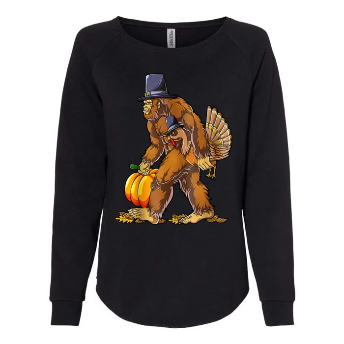 Bigfoot Turkey Thanksgiving Funny Holiday Womens California Wash Sweatshirt