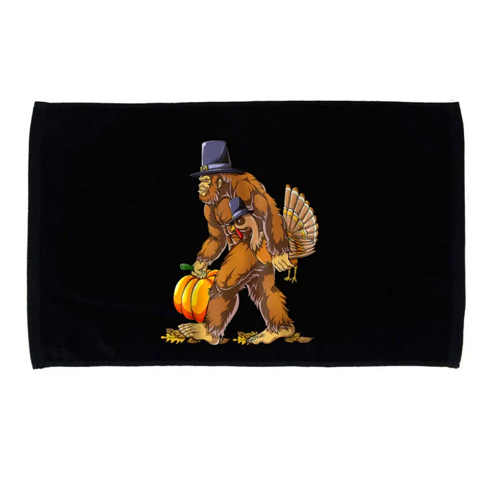 Bigfoot Turkey Thanksgiving Funny Holiday Microfiber Hand Towel