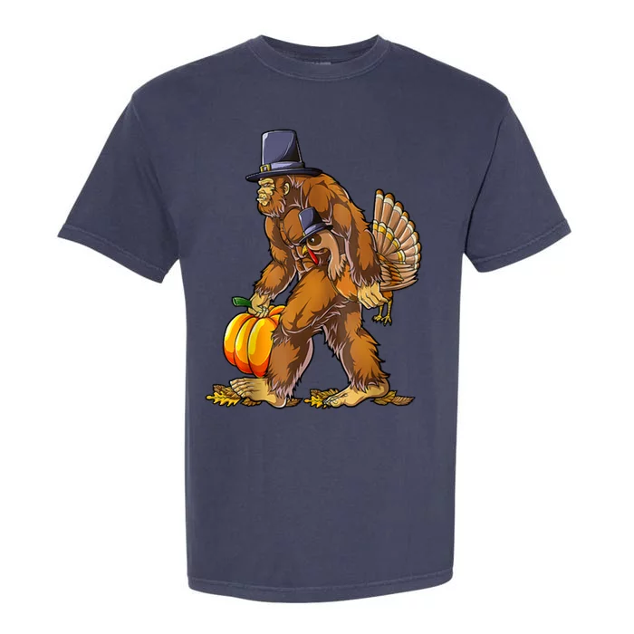 Bigfoot Turkey Thanksgiving Funny Holiday Garment-Dyed Heavyweight T-Shirt