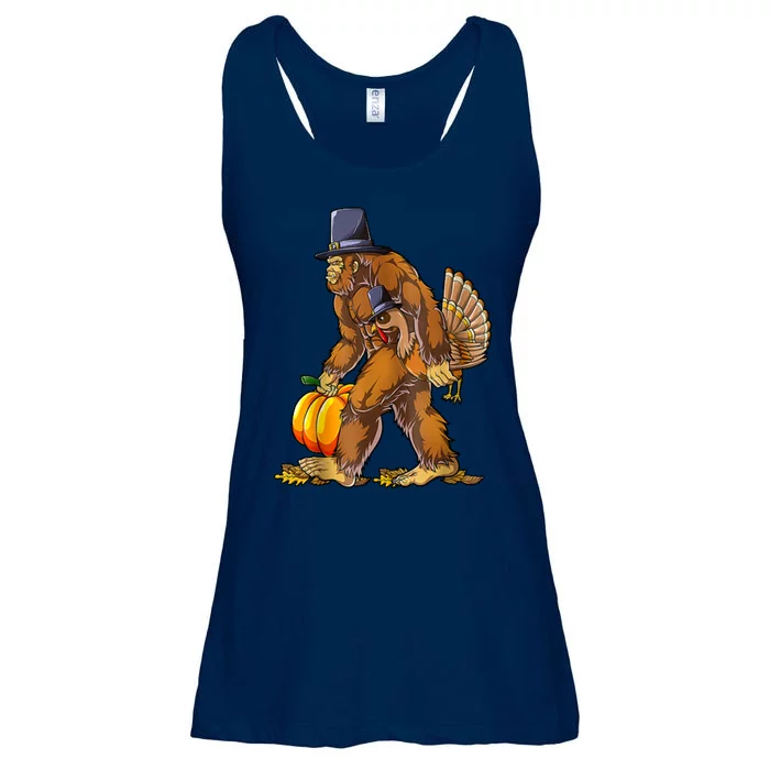 Bigfoot Turkey Thanksgiving Funny Holiday Ladies Essential Flowy Tank