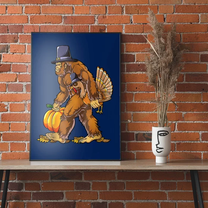 Bigfoot Turkey Thanksgiving Funny Holiday Poster