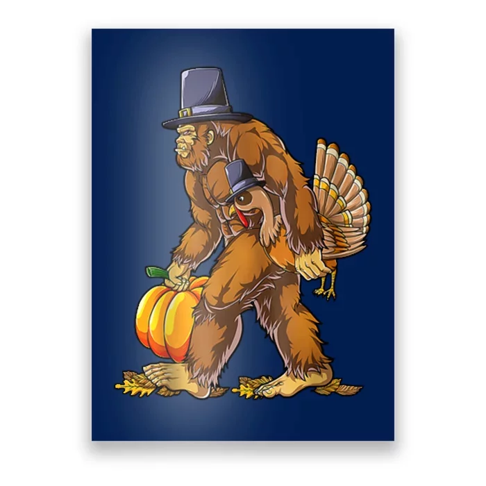 Bigfoot Turkey Thanksgiving Funny Holiday Poster