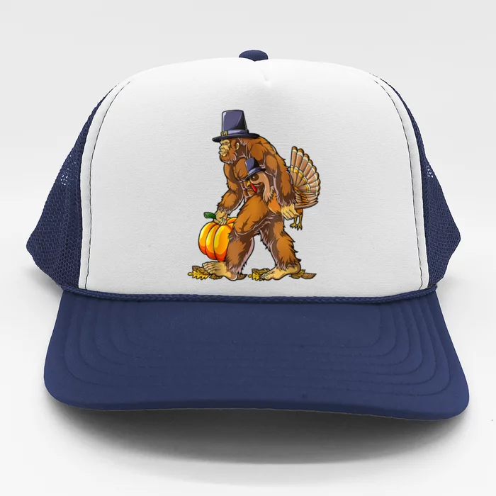 Bigfoot Turkey Thanksgiving Funny Holiday Trucker Hat