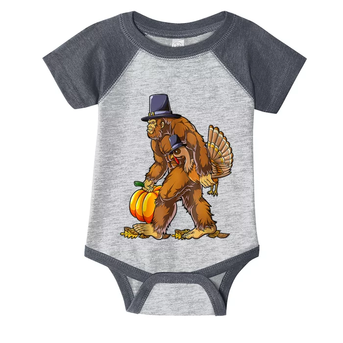 Bigfoot Turkey Thanksgiving Funny Holiday Infant Baby Jersey Bodysuit