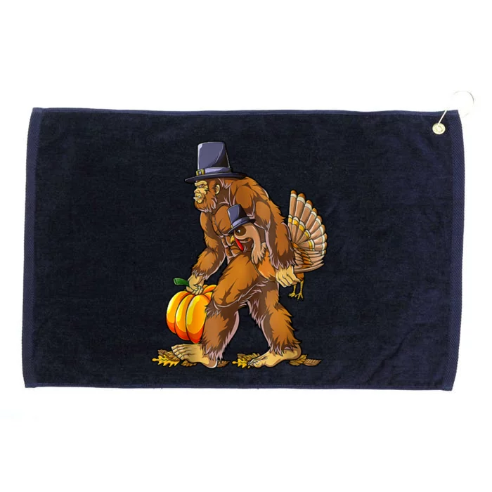 Bigfoot Turkey Thanksgiving Funny Holiday Grommeted Golf Towel