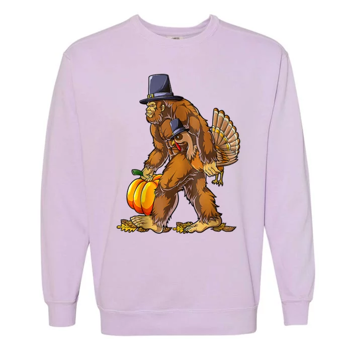 Bigfoot Turkey Thanksgiving Funny Holiday Garment-Dyed Sweatshirt