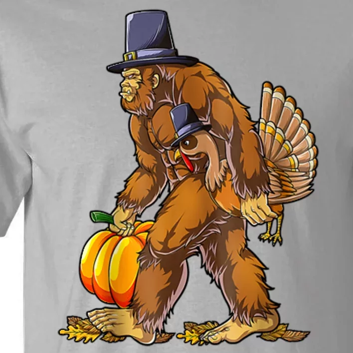 Bigfoot Turkey Thanksgiving Funny Holiday Tall T-Shirt