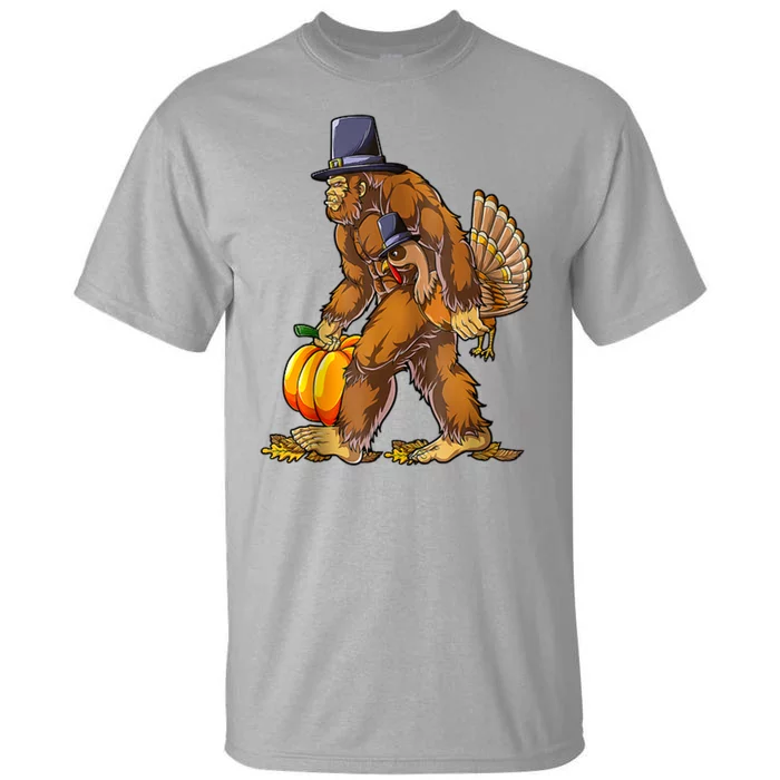 Bigfoot Turkey Thanksgiving Funny Holiday Tall T-Shirt