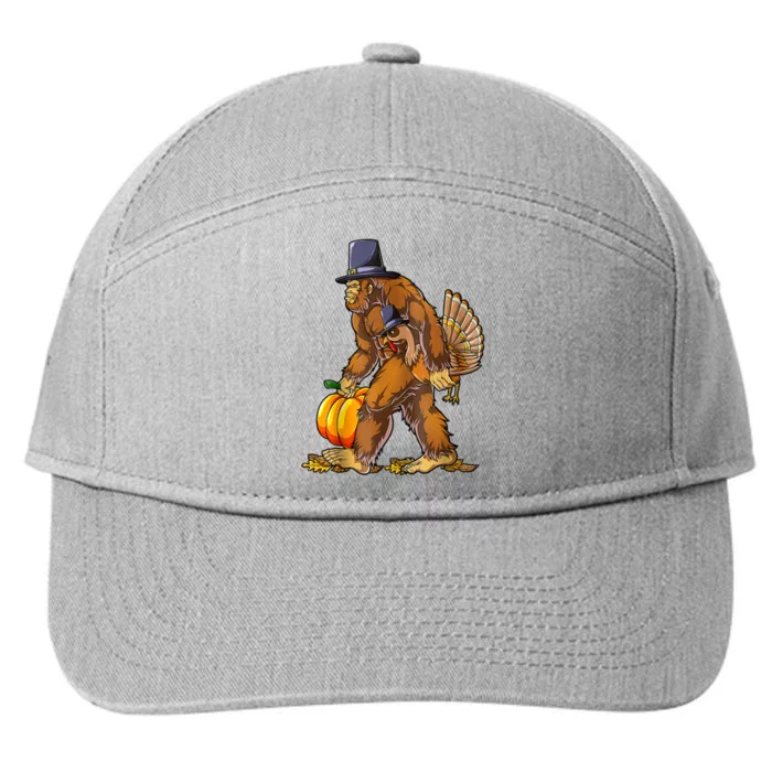 Bigfoot Turkey Thanksgiving Funny Holiday 7-Panel Snapback Hat