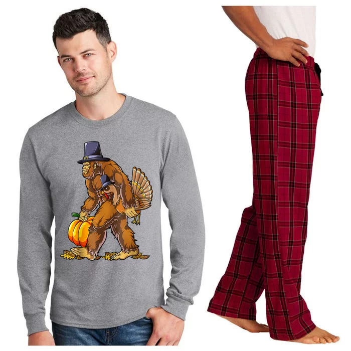 Bigfoot Turkey Thanksgiving Funny Holiday Long Sleeve Pajama Set