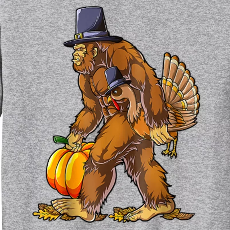 Bigfoot Turkey Thanksgiving Funny Holiday Tall Sweatshirt