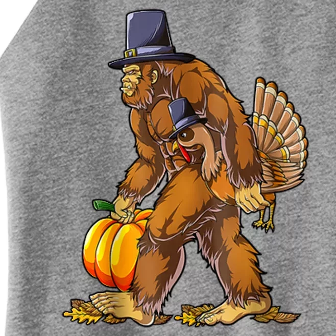 Bigfoot Turkey Thanksgiving Funny Holiday Women’s Perfect Tri Rocker Tank