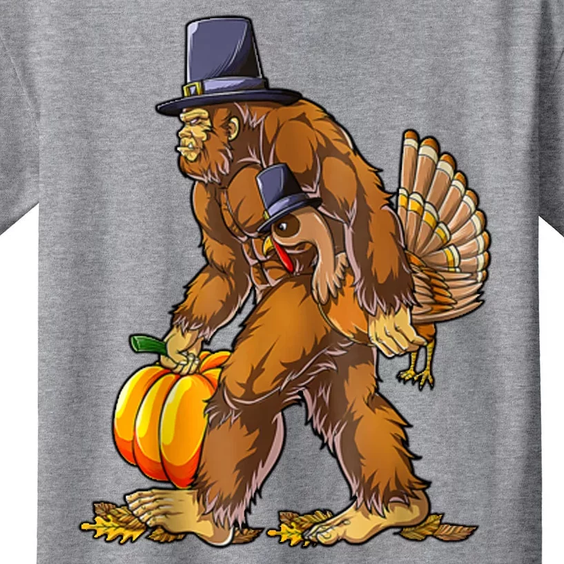 Bigfoot Turkey Thanksgiving Funny Holiday Kids T-Shirt