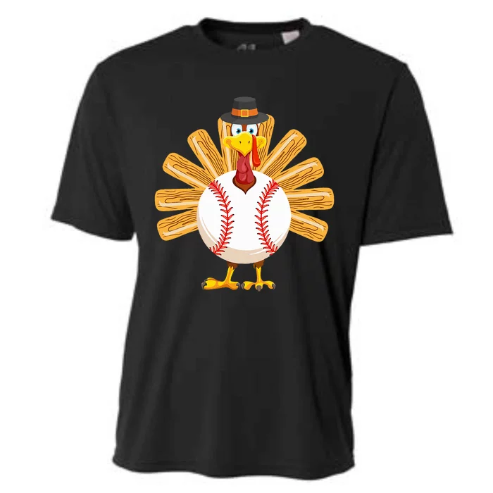 Baseball Turkey Thanksgiving Mom Cooling Performance Crew T-Shirt