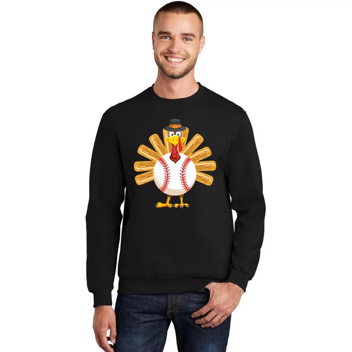 Baseball Turkey Thanksgiving Mom Tall Sweatshirt