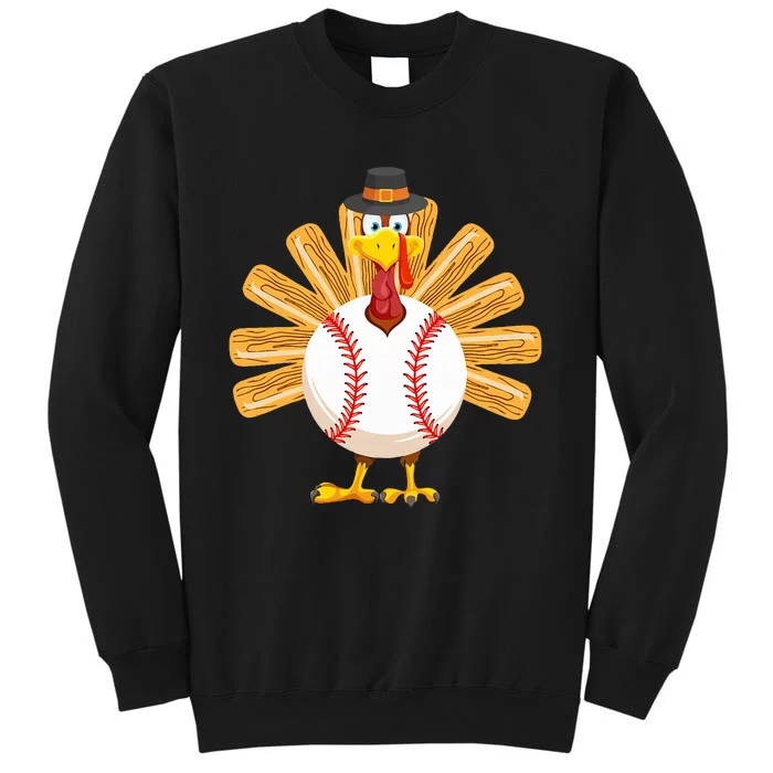 Baseball Turkey Thanksgiving Mom Tall Sweatshirt