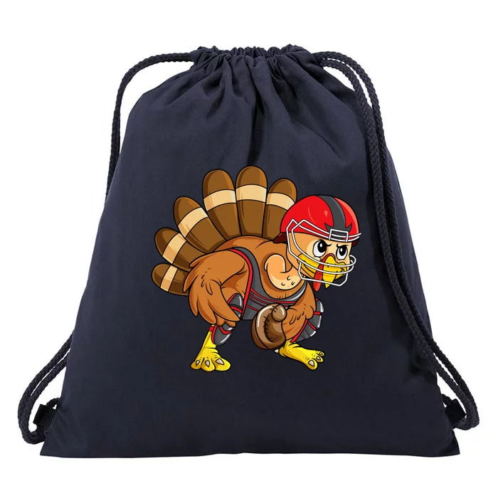 Baseball Thanksgiving Turkey Catcher Softball Player Meaningful Gift Drawstring Bag