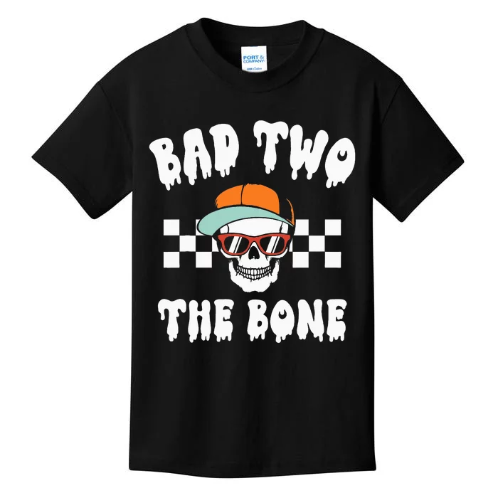 Bad To The Bone Skeleton Halloween Two Birthday Kids T-Shirt