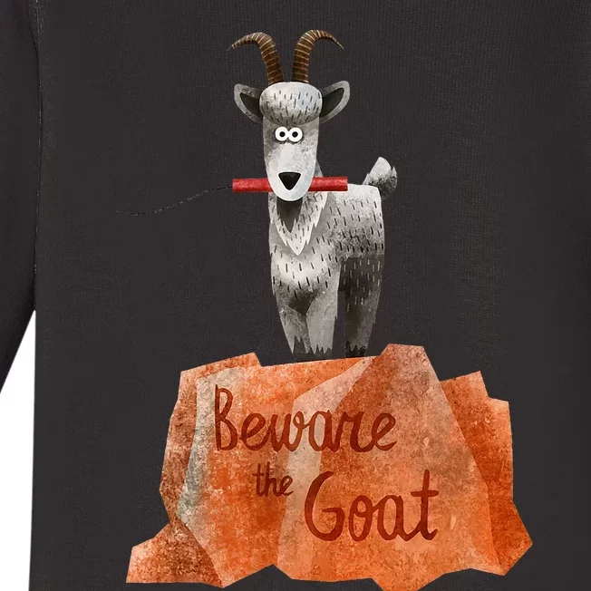 Beware The Thunder Goat On The Mountain! Baby Long Sleeve Bodysuit