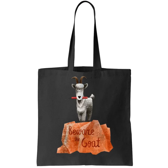 Beware The Thunder Goat On The Mountain! Tote Bag