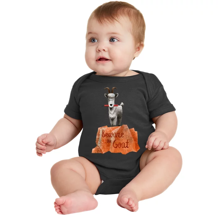 Beware The Thunder Goat On The Mountain! Baby Bodysuit