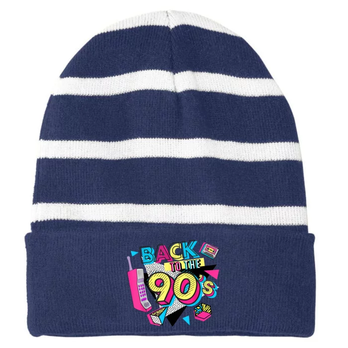 Back To The 90s Outfits Retro Costume Party Cassette Tape Striped Beanie with Solid Band