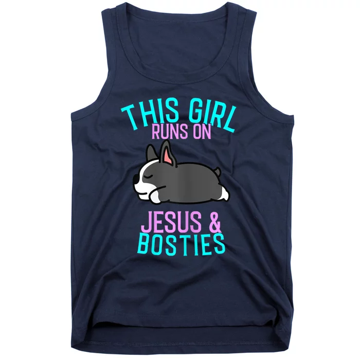 Boston Terrier This Girl Runs On Jesus And Boston Terriers Tank Top