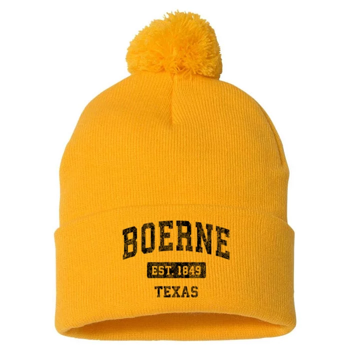 Boerne Texas Tx Vintage Sports Established Pom Pom 12in Knit Beanie