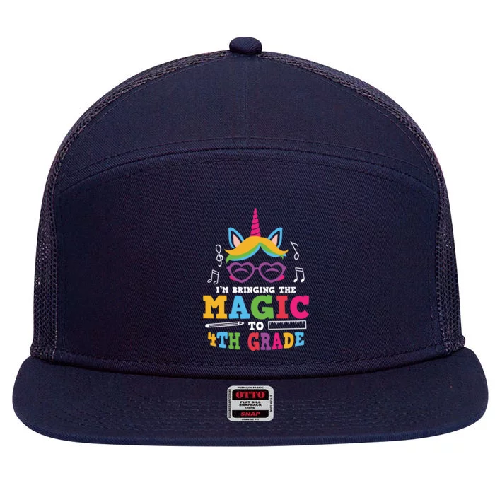 Bringing The Unicorn Magic To Fourth Grade Cute 4Th Grade Gift 7 Panel Mesh Trucker Snapback Hat