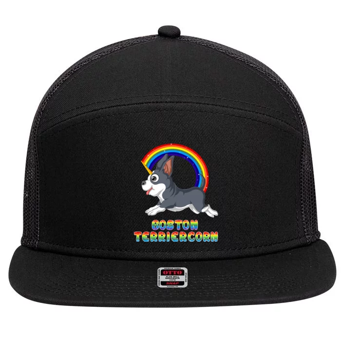 Boston Terrier Unicorn 7 Panel Mesh Trucker Snapback Hat