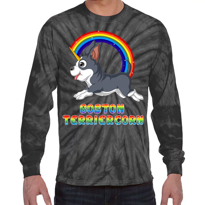 Boston Terrier Unicorn Tie-Dye Long Sleeve Shirt