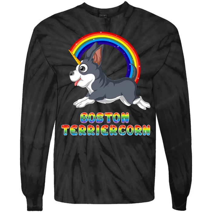 Boston Terrier Unicorn Tie-Dye Long Sleeve Shirt