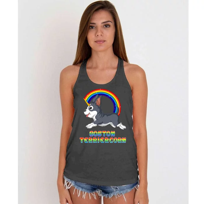 Boston Terrier Unicorn Women's Knotted Racerback Tank