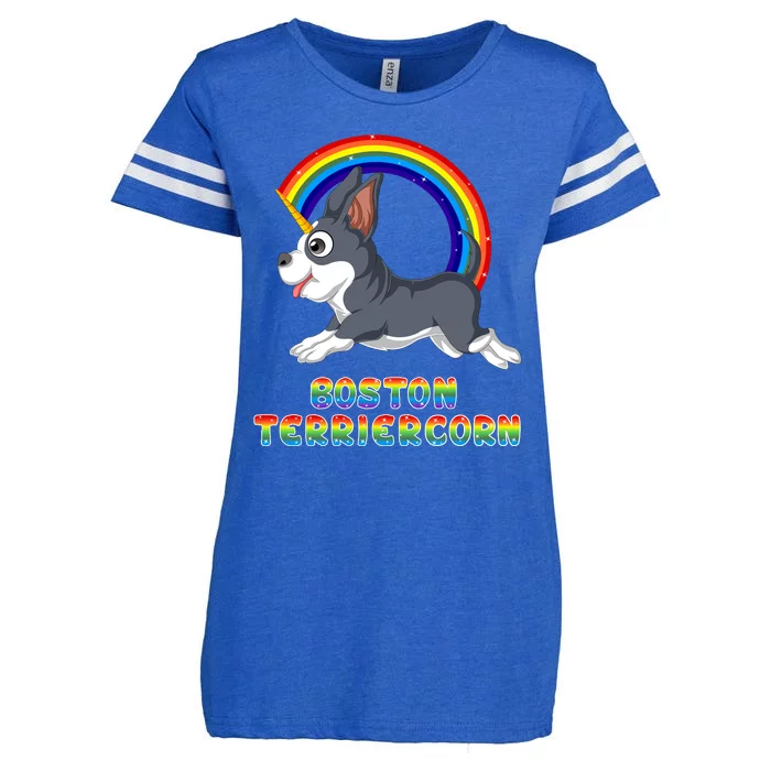 Boston Terrier Unicorn Enza Ladies Jersey Football T-Shirt