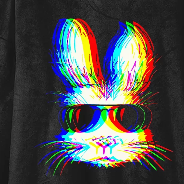 Bunny Trippy Vaporwave Easter Techno Rave Edm Music Party Hooded Wearable Blanket