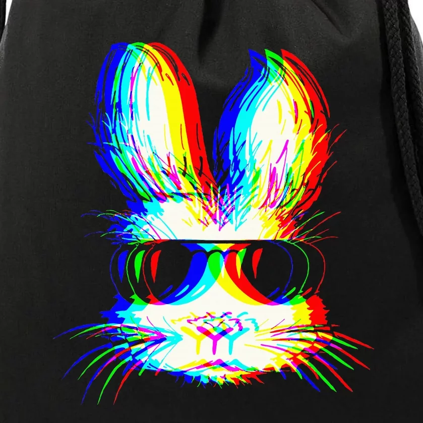 Bunny Trippy Vaporwave Easter Techno Rave Edm Music Party Drawstring Bag